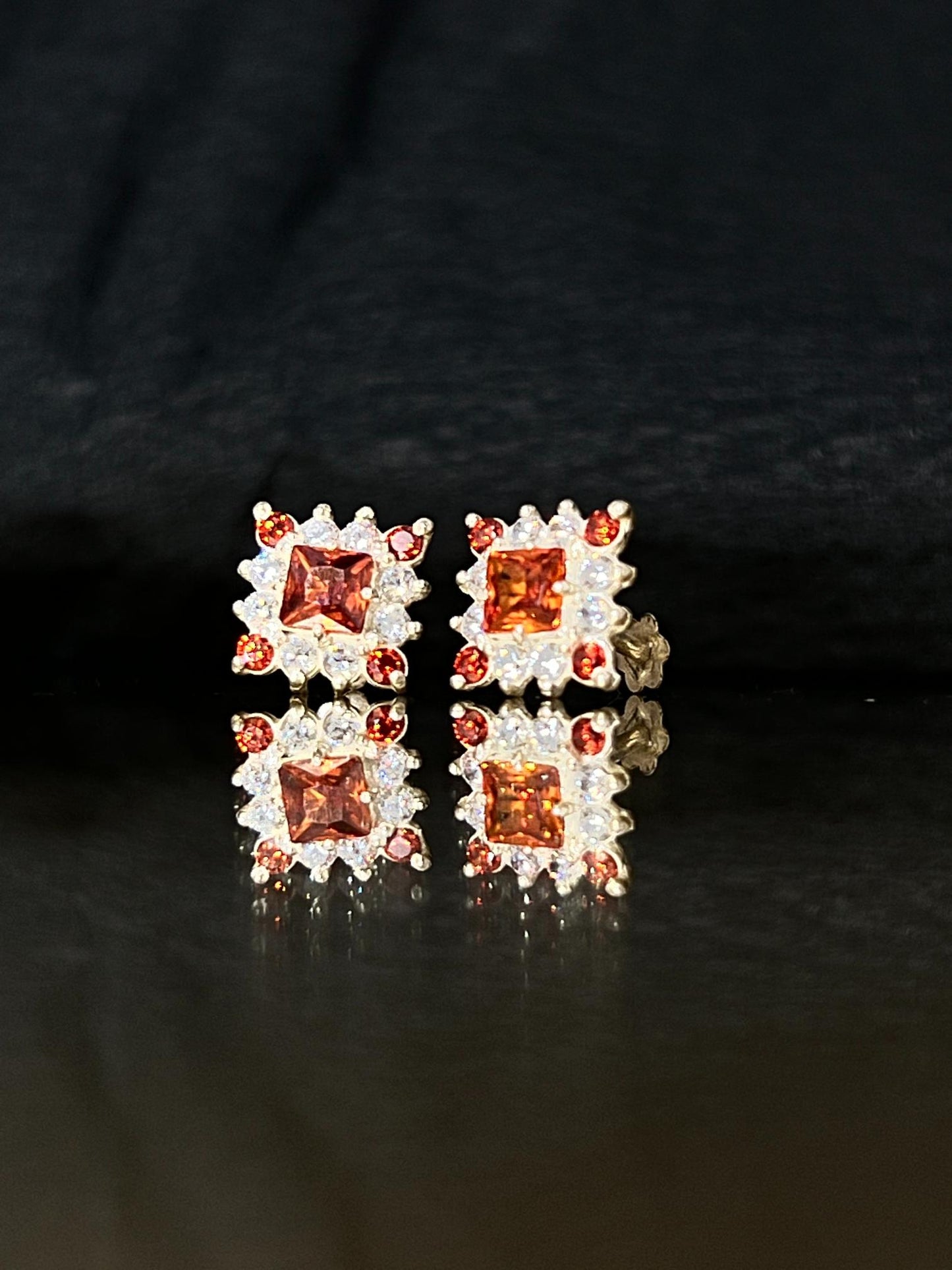 Square Stone Studs - Chandi (Silver) - Mairaj's Hub