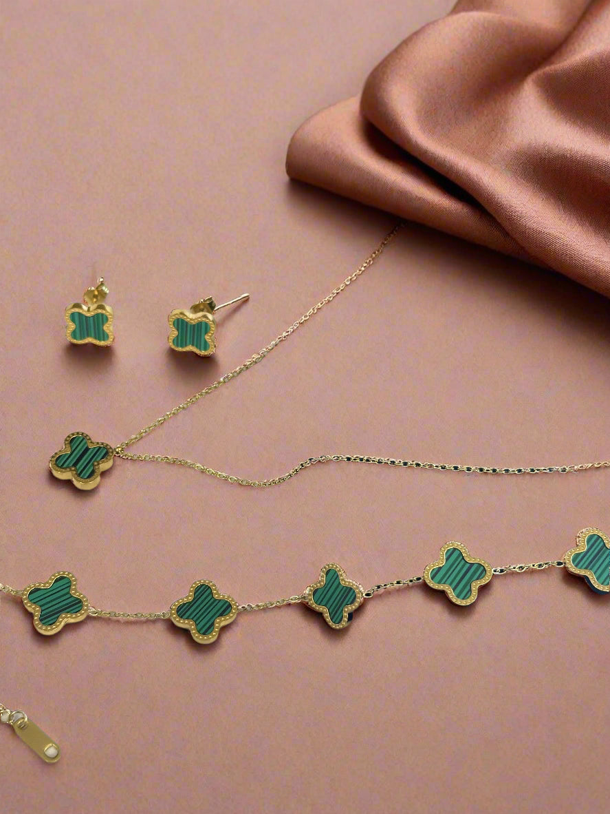 Clover 3 Pcs Jewelry Set - Stainless Steel - Mairaj's Hub