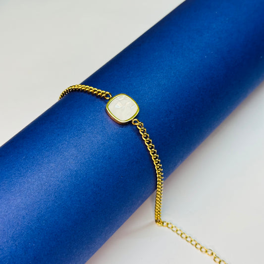Single Side Marble Stone Bracelet - Stainless Steel