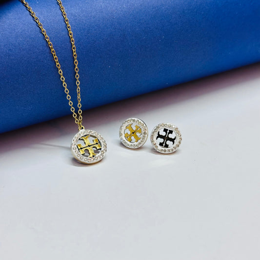 2 Pcs T0RY Stones Jewelry Set - Stainless Steel